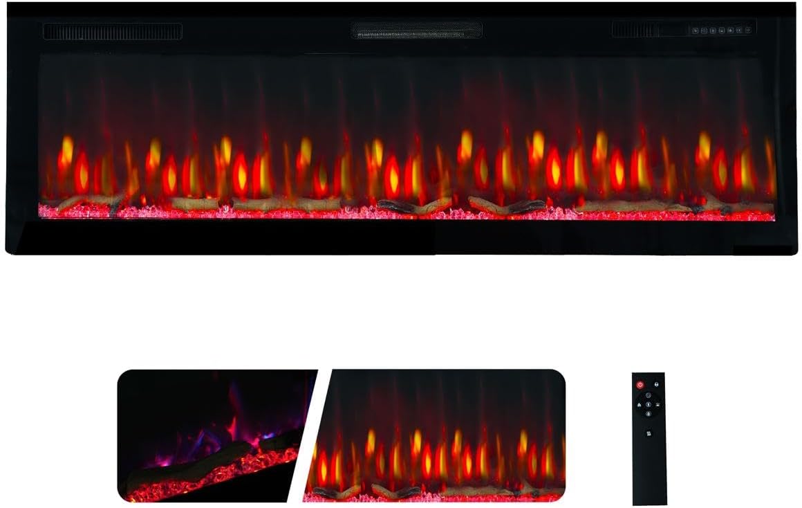 Camino Elettrico Weka Fireplace E50 Da Incasso - 127cm, 750W/1500W, 13 Colori LED, Effetto Fiamma Realistico, Telecomando - Foto 10