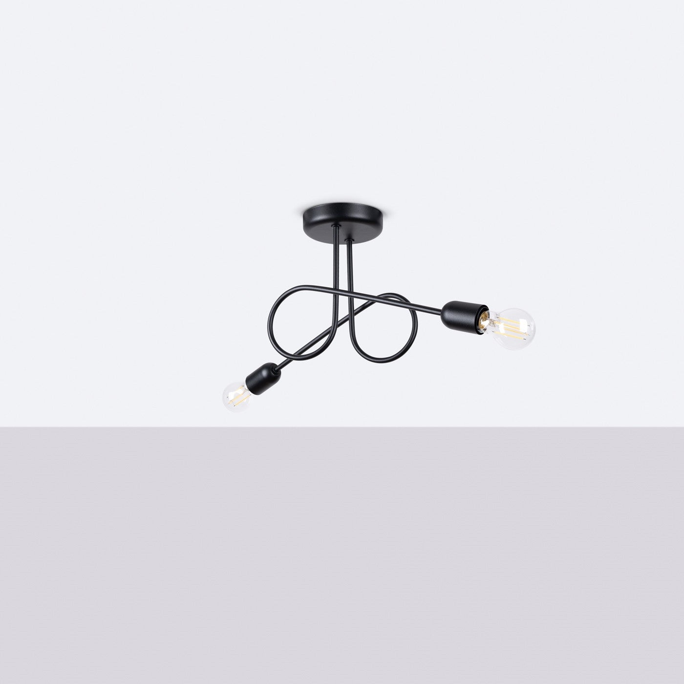 Lampa sufitowa wisząca Loop czarna 2xE27x15W wym: 25,5 x 57 x 18 cm metal Sollux Lighting - 2