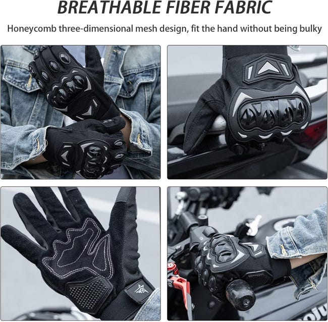 Gants de moto pour homme et femme - Respirants - Écran tactile - Gants de motocross - VTT - Pour la conduite, le cyclisme, la trottinette，2XL - 2