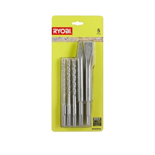 Kit 3 forets SDS+ et 2 burins SDS+ Ryobi RAKSP05 pour perçage et burinage