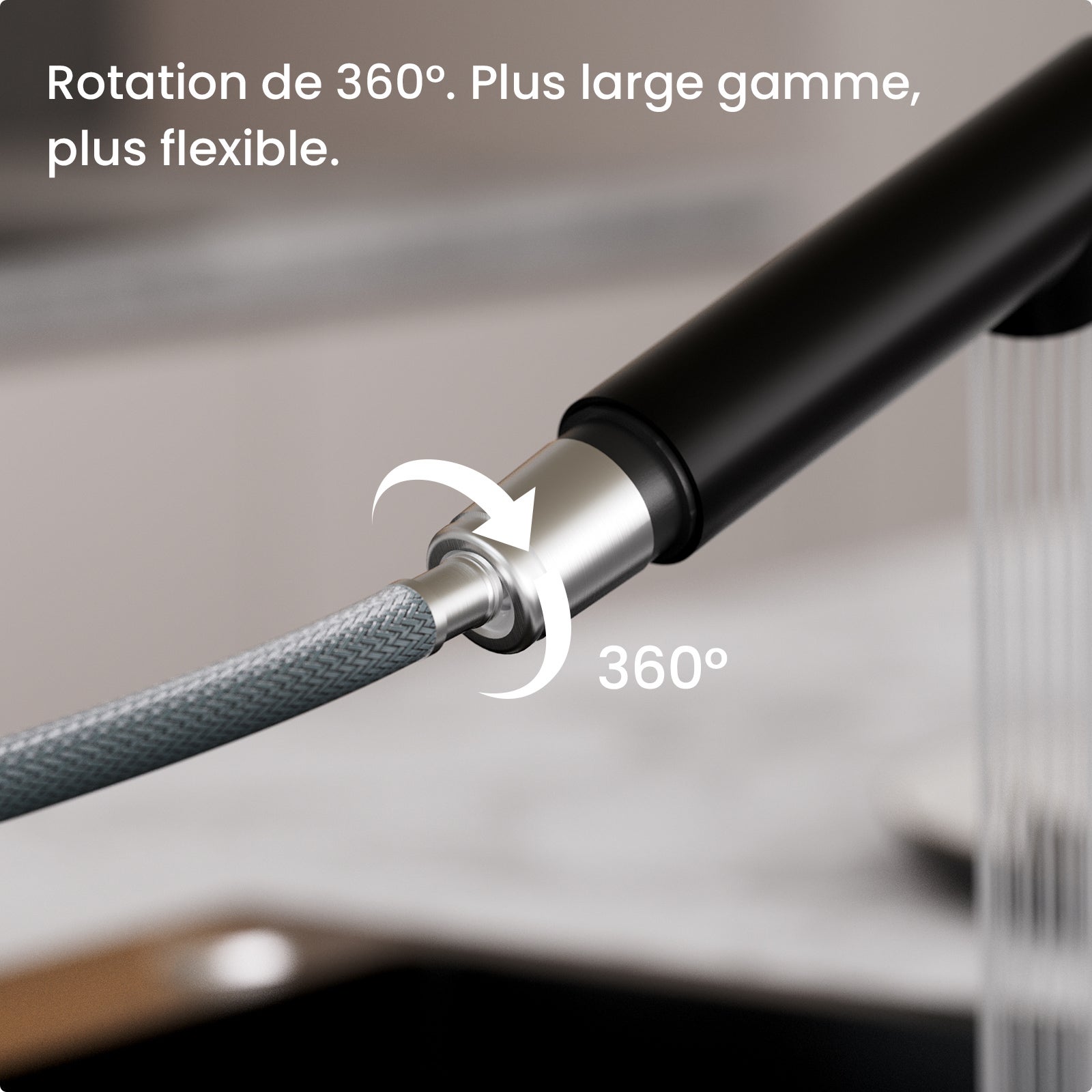 Cecipa max Mitigeur de Cuisine avec Douchette Extractible - Robinet Cuisine avec 2 Modes de Sortie D'eau - Mitigeur d'Évier en Inox Noir - 7