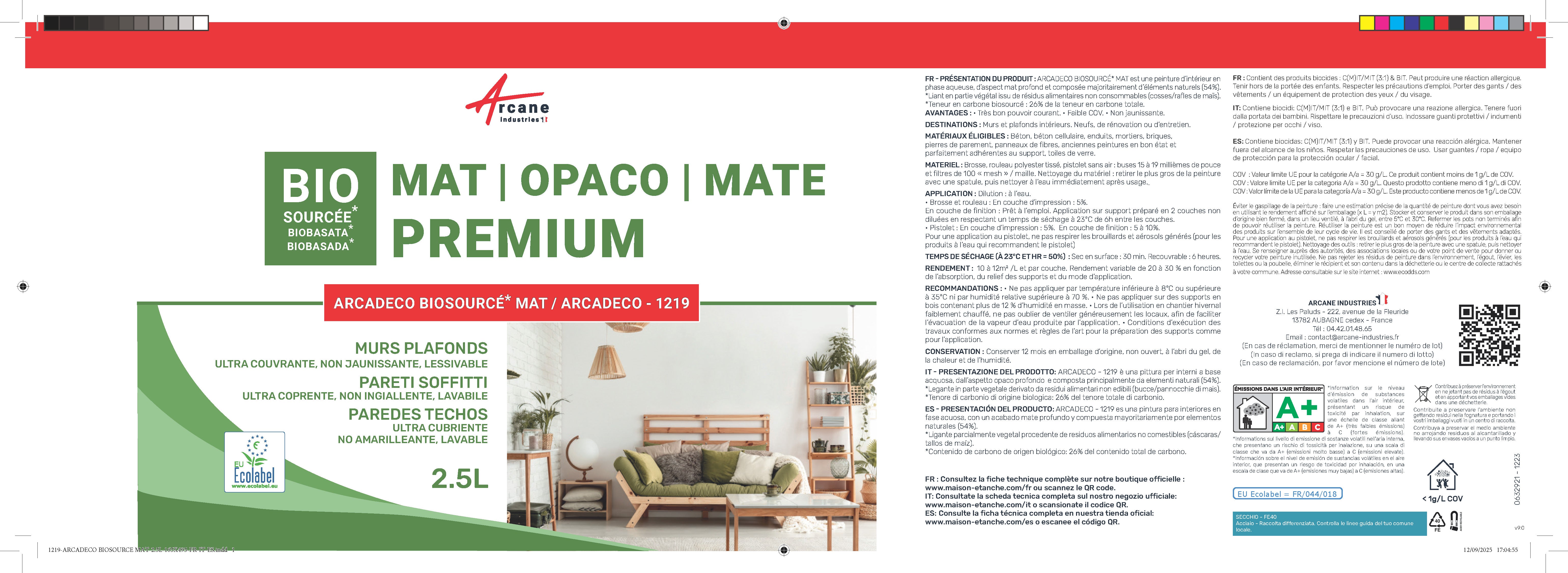 Peinture Biosourcée pour salon, chambre et pièces à vivre - Mate Blanc - 2.5 L (+ ou - 30m² par couche) - ARCANE INDUSTRIES - 8