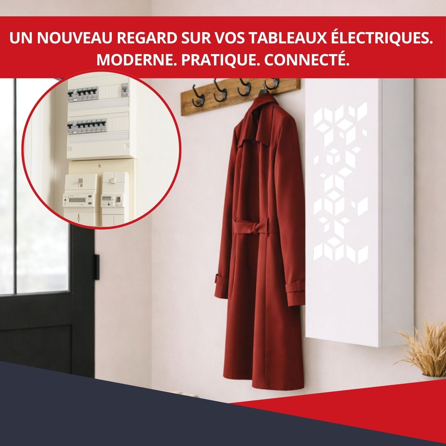 Coffret d'habillage ATOLE 13 modules en acier blanc pour tableaux électriques porte Connect - H 117 x L 34 x P 14 cm - Réf. RCH600C - 5