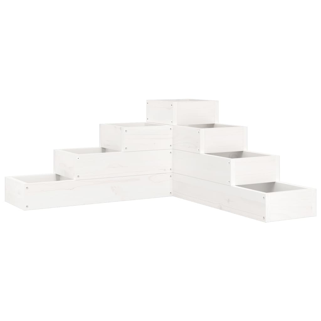 vidaXL Jardinière 4 niveaux 80,5x79x36 cm blanc bois de pin massif - 2