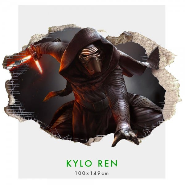 KYLO REN - Sticker mural graphique 3D pour mur - Sticker mural pour ...