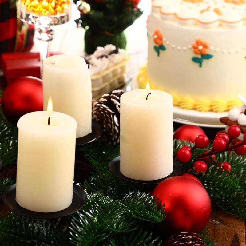 6 Bougeoirs Métal Pour Couronne De L’Avent – Support Bougies 2,5 Cm – Décoration De Table Noël – Argenté, 11 Cm De Haut - 8