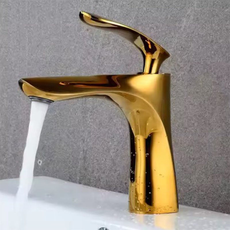 Bateria Umywalkowa Wodospad | Mieszacz Jednootworowa Niska do Zlewu (Złoty)