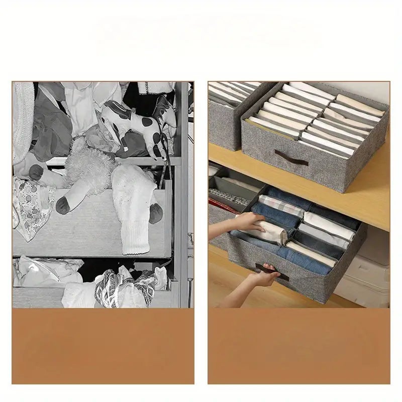 Organisateur de vêtements de garde-robe 2 pièces avec 14 grilles-Organisation et rangement de placard pour t-shirt, Jean, court, jupe - 6