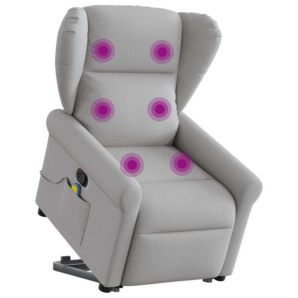 Fauteuil de massage | Fauteuil de relaxation | Chaise de relaxation inclinable gris nuage tissu CFW172478 - 2