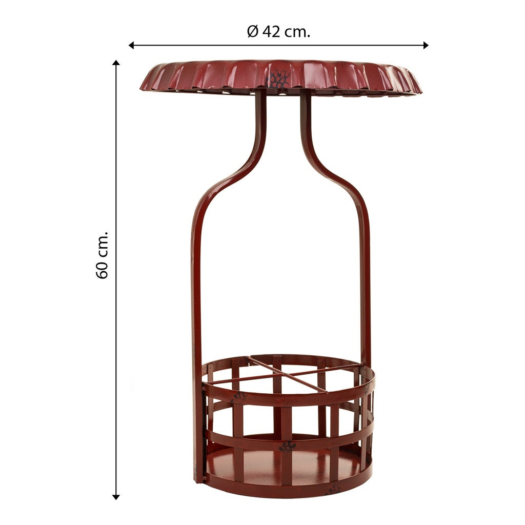 Table casier à bouteilles en métal rouge 42x42x60h - 5