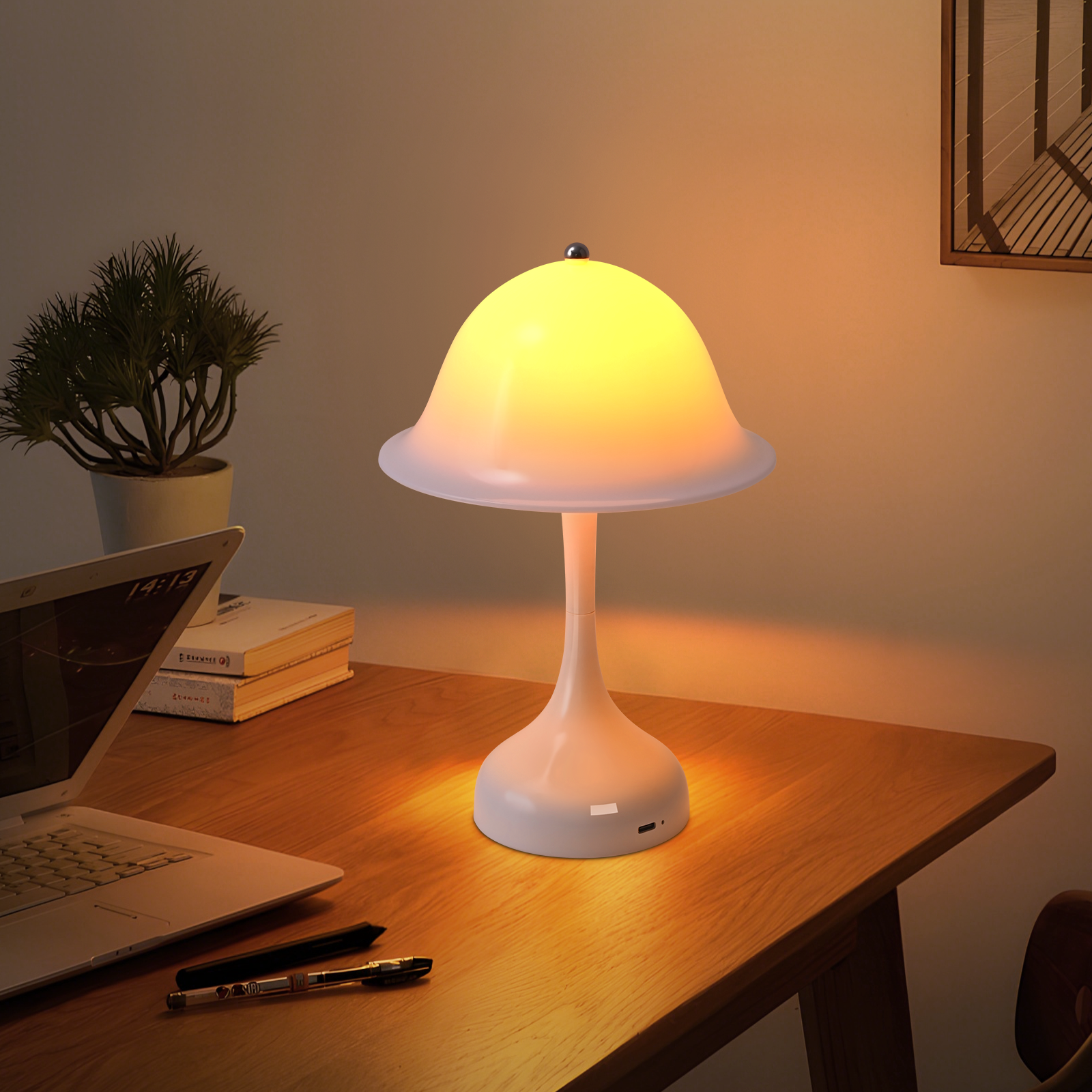 ZMH Lampa stołowa, lampka nocna, LED, ściemnialna, ładowana przez USB, do sypialni - 9