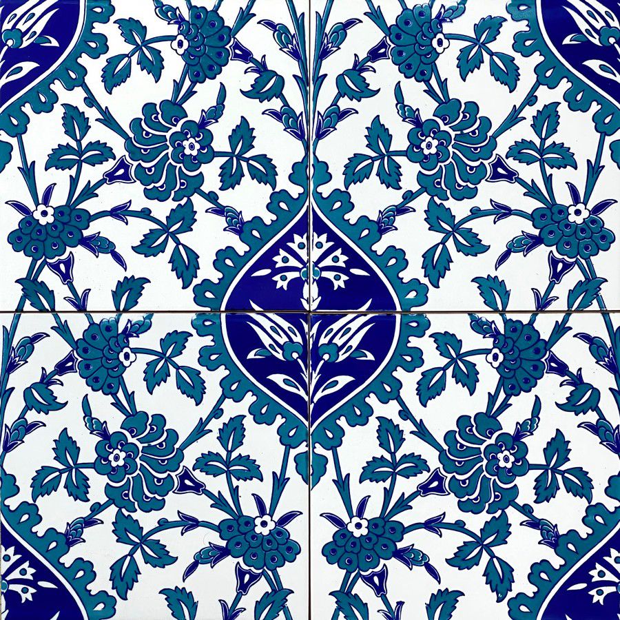 Cerames- Erol, piastrelle in ceramica Iznik 20 x 20 cm, confezione da 12 pezzi (0,48 m2) | Piastrelle in ceramica con motivi orientali - 3