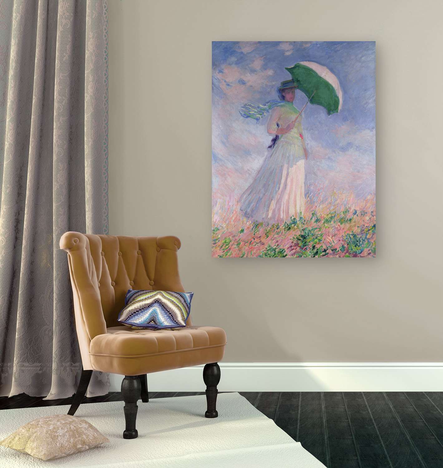 Impression sur toile - Claude Monet, Femme à l'ombrelle (droite) - 100x70 cm - 2