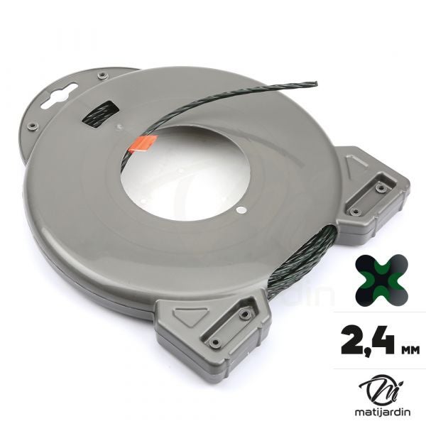 Fil débroussailleuse nylon 2,4 mm x 43 m. Torsadé vert sapin. Blister - 2