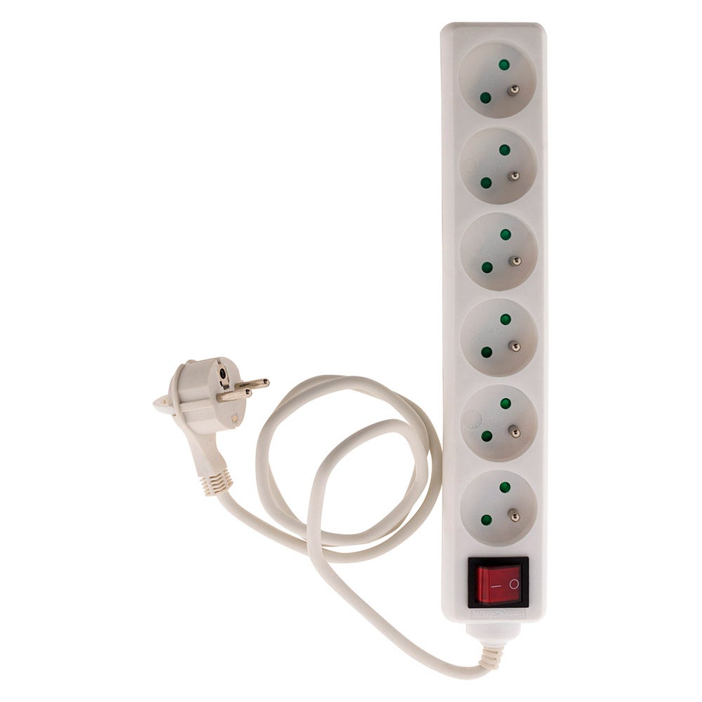 Bloc 6 prises + interrupteur + fiche extraplate 1m - Zenitech - 3