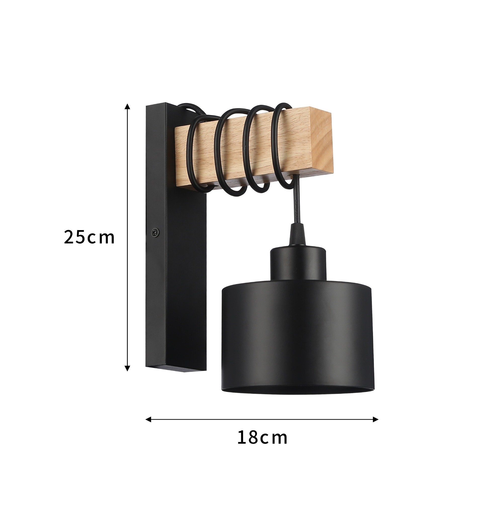Kinkiet ścienny lampa E27 LED Elza wiszący czarny z drewnem MasterLED - 2