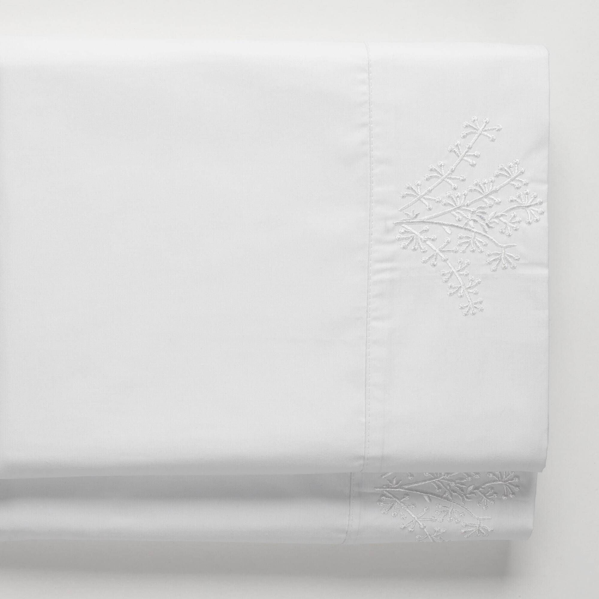 Drap de dessus Broderie Branches coton 200 fils blanc lit 135 cm - 3