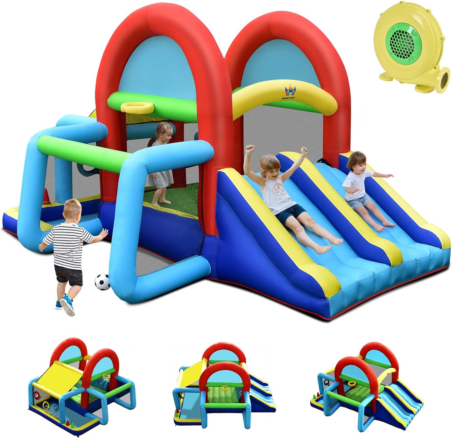 Toboggan 4 En 1 Enfant – Toboggan, Balançoire, Panier Basket, Bascule, Intérieur/extérieur, Dès 1 An