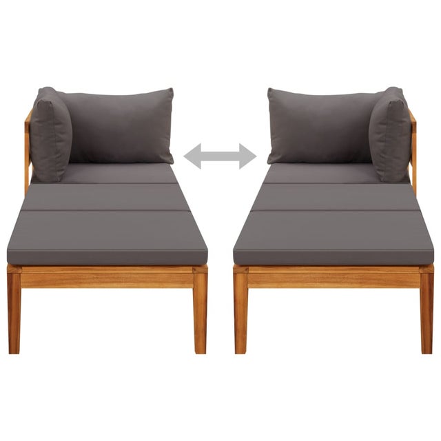 Tumbona de jardín | Tumbona de exterior | Silla con 1 reposabrazos gris oscuro madera maciza acacia CFW598952