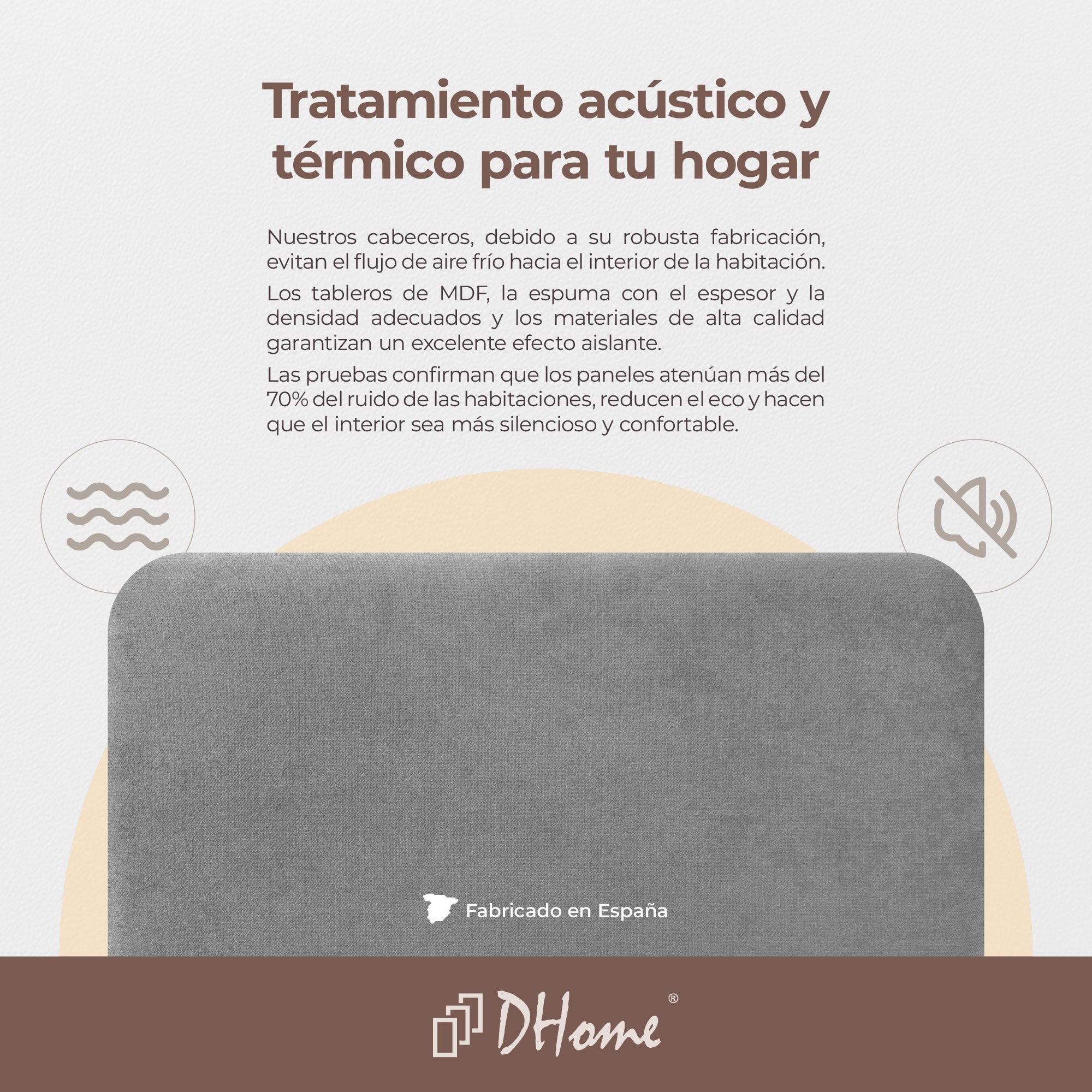DHOME Cabecero Tapizado Liso Redondeado Tela para Pared Acústicos Cabeceros Absorbentes Cabezal Cama Dormitorio (Gris, 160cm) - 7