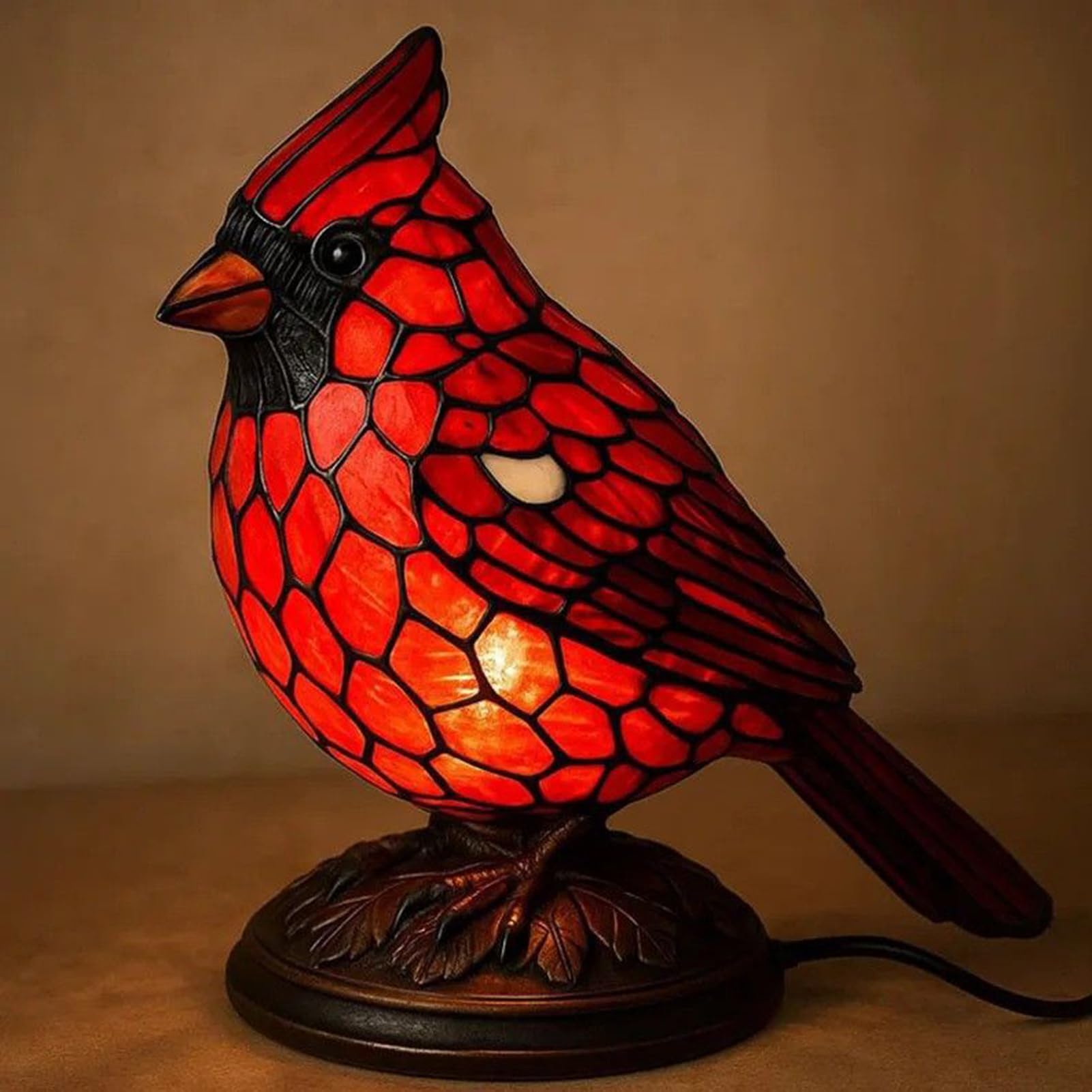 Lampa kardynał ręcznie robiony abażur kreatywna lampa stołowa w kształcie czerwonego ptaka z gniazdem USB czerwona lampa stołowa żywicy lampka nocna