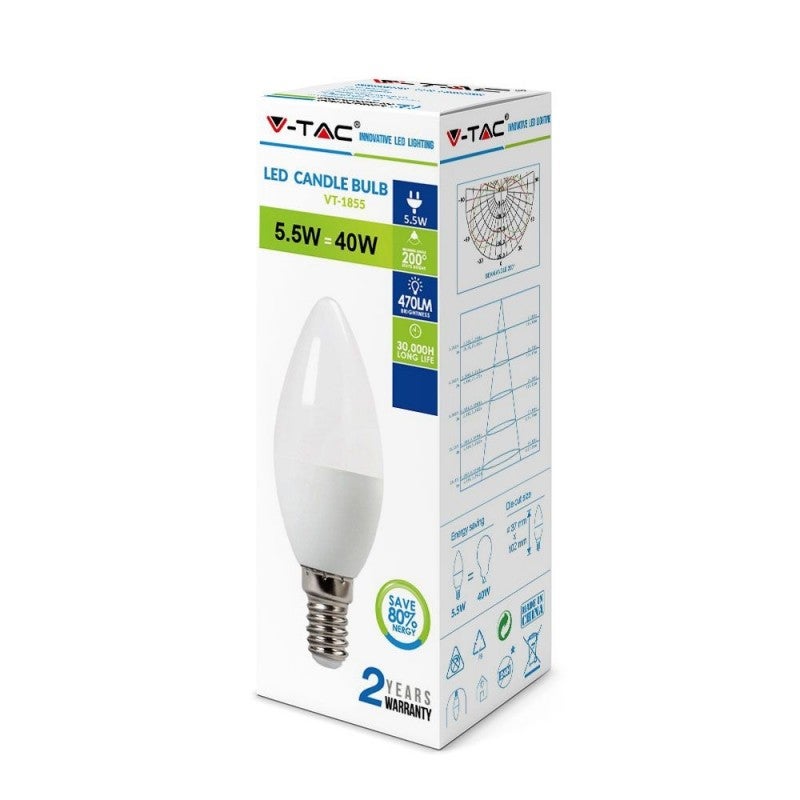 Lampadina LED E14 5,5W Candela 6400K - 7