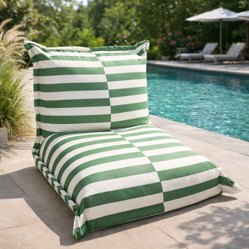 Pouf extérieur à rayures imperméable anti-uv BANANAIR 85 x 85 x 75 cm vert - 6