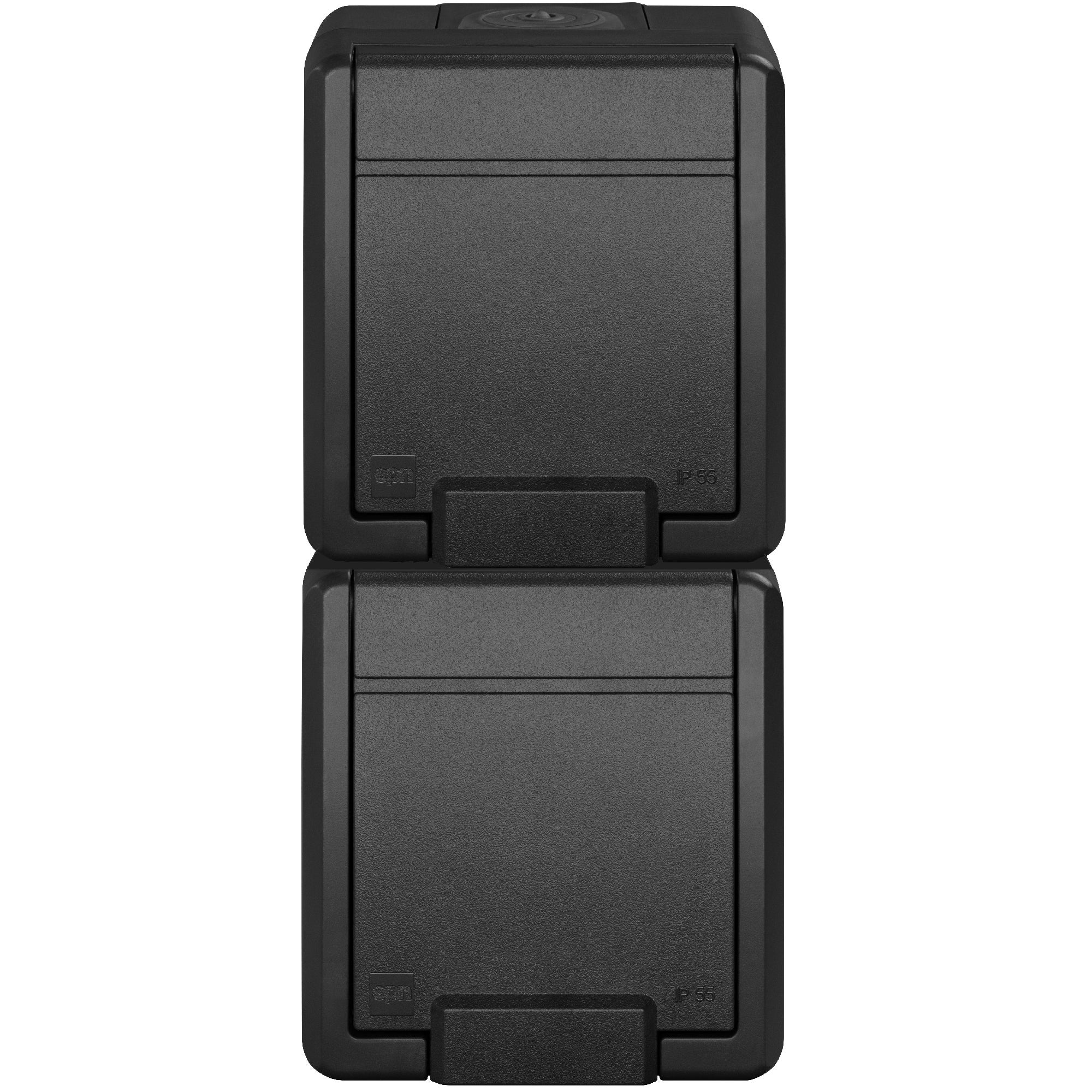 AQUANT 2K Gniazdo Podwójne Natynkowe Pion Hermetyczne IP55 Klapka Antracyt