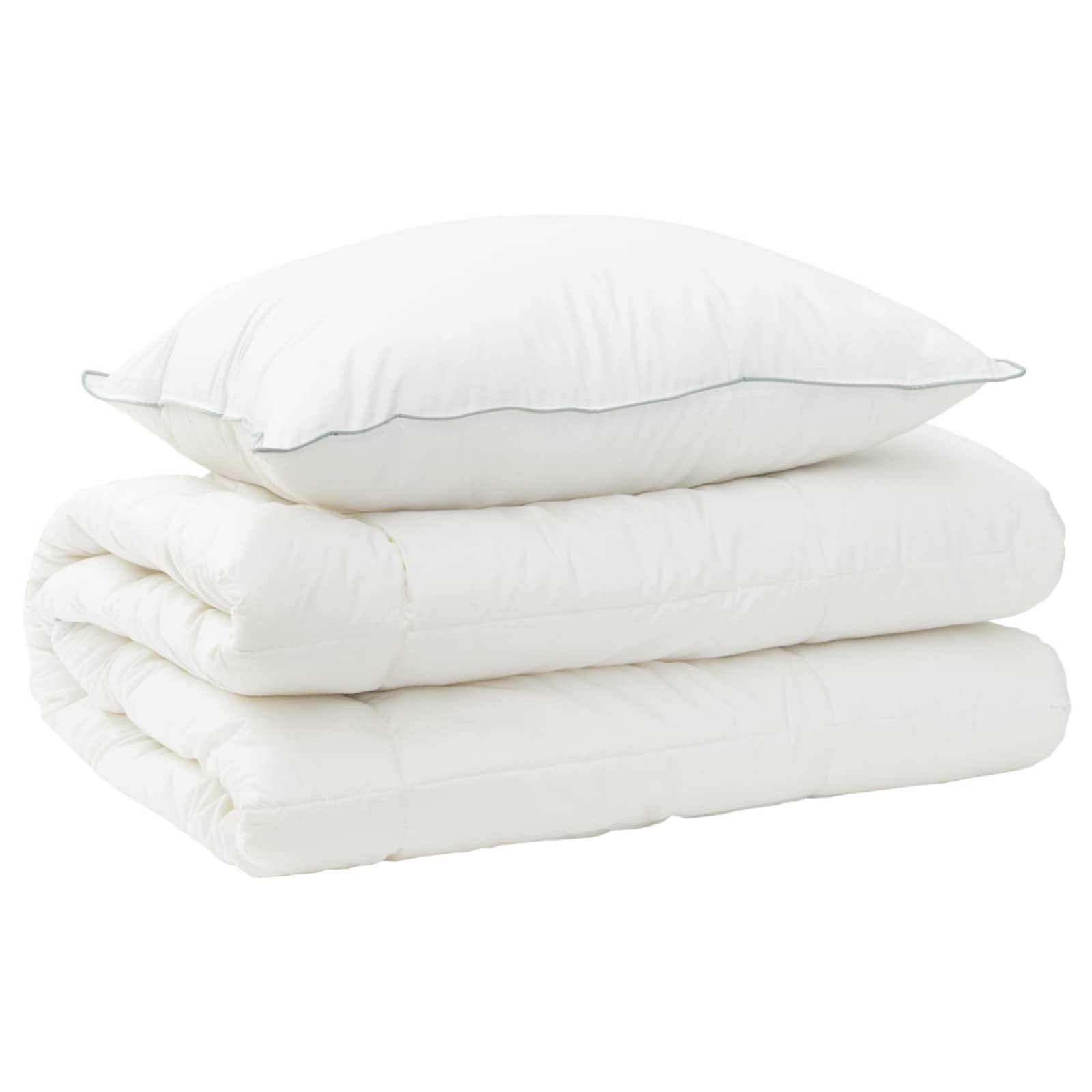 Couette et oreiller - Coton et laine - Blanc - Couette 152x203cm ...