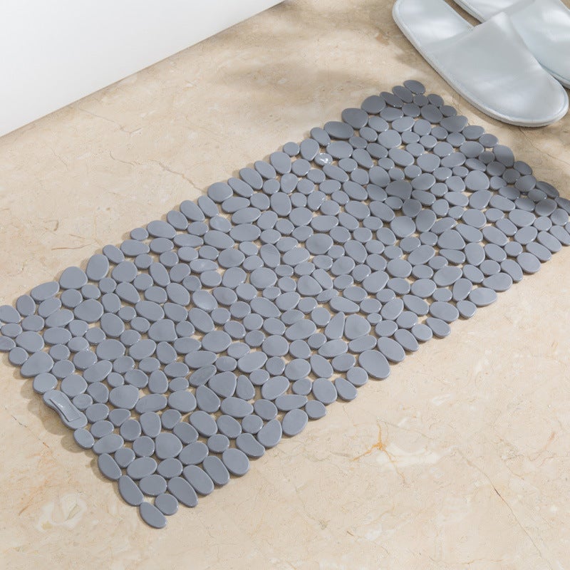 Szara antypoślizgowa mata łazienkowa 70 x 35 cm Wkładka antypoślizgowa do wanny z PVC o wyglądzie kamienia prostokątna