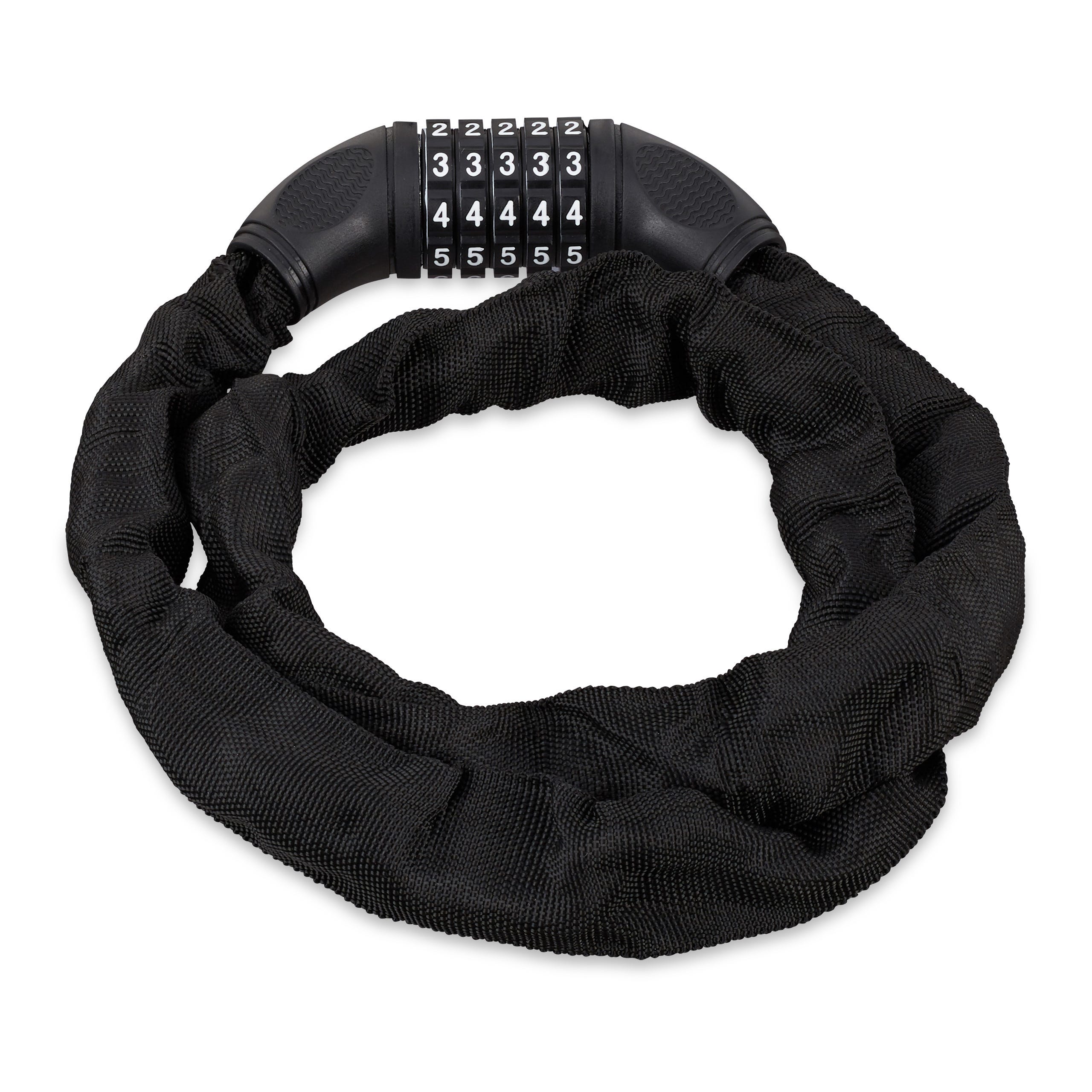 Relaxdays Antivol Vélo Cadenas à Code 5 Chiffres - Chaîne 120cm Verte Pour Vélo, Moto, Poussette