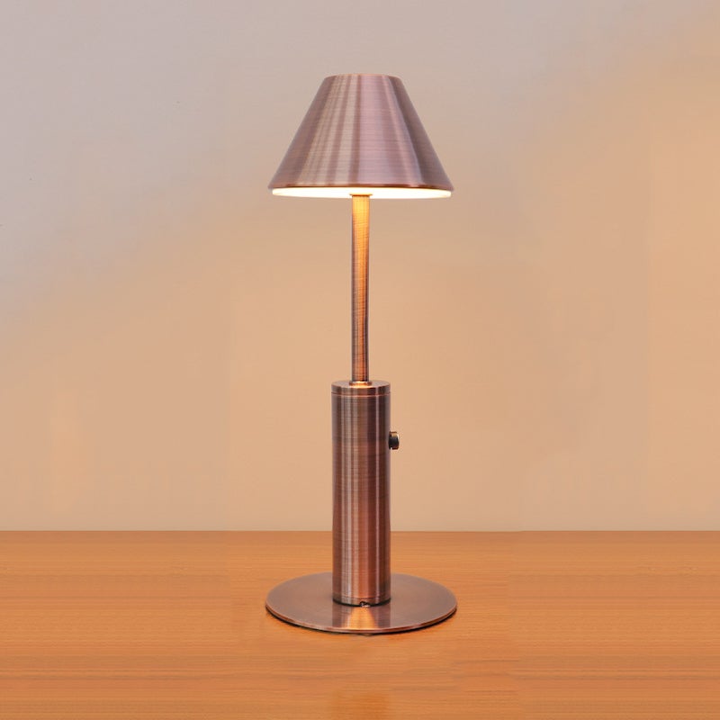 Nowoczesna lampka nocna, lampa stołowa z możliwością ładowania, brąz czerwony, trójkolorowe oświetlenie [kabel do ładowania w zestawie]