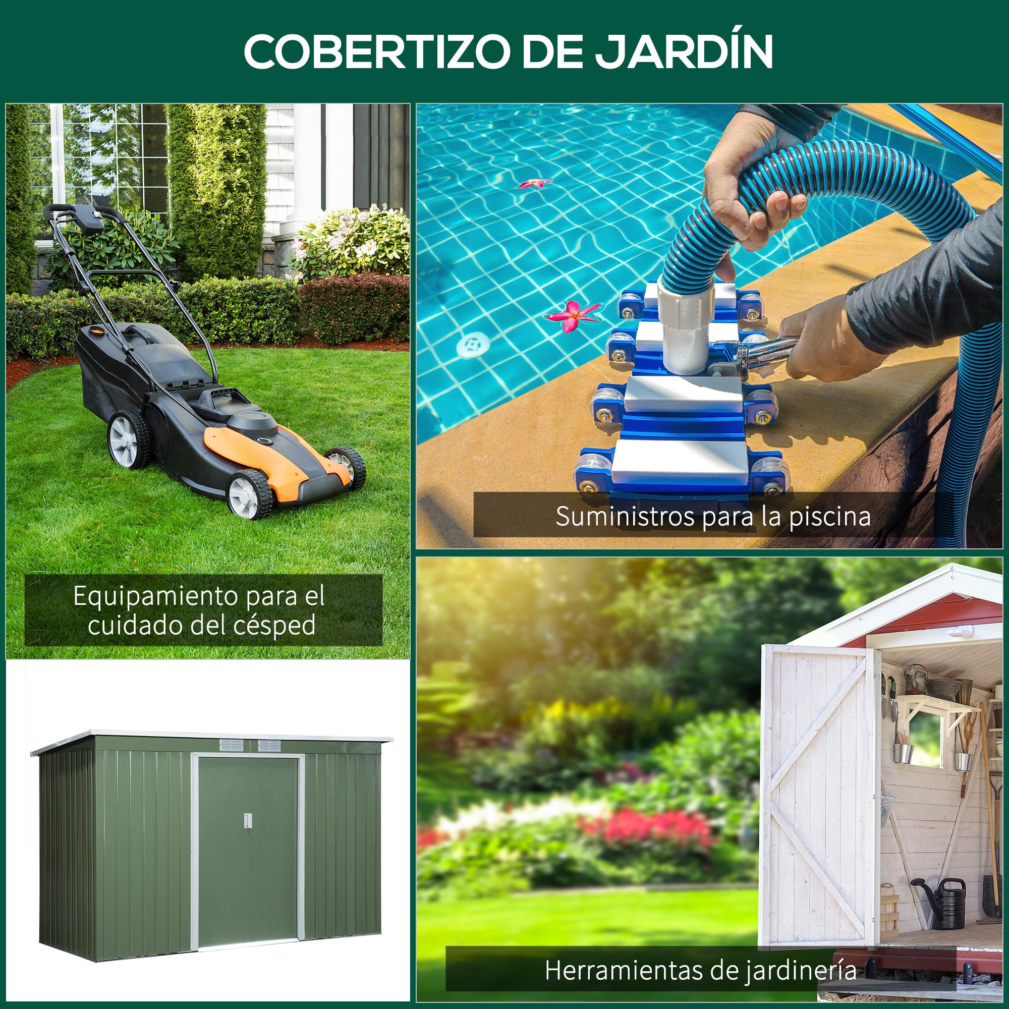 Cobertizo de jardín base 3,1 m² Outsunny 280x130x172 cm verde - 7