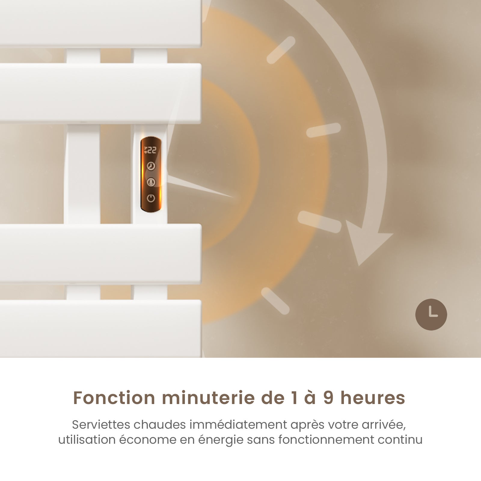 EMKE Calorifer baie portprosop electric inteligent – alb lucios, ecran ...