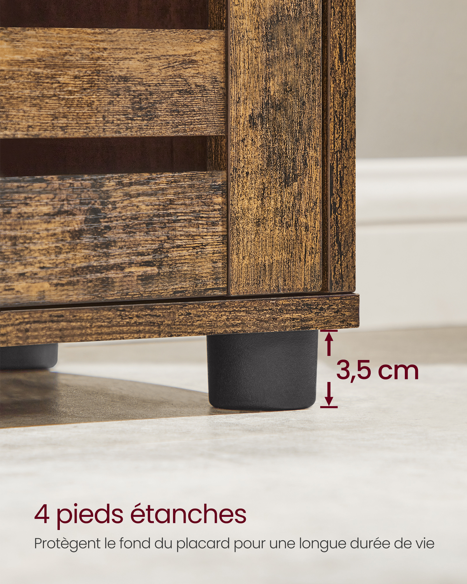 Meuble Colonne Salle De Bain, 40 x 30 x 167 cm, Avec 3 Cases Ouverts Et 2 Étagères Réglables, Marron Rustique - 6