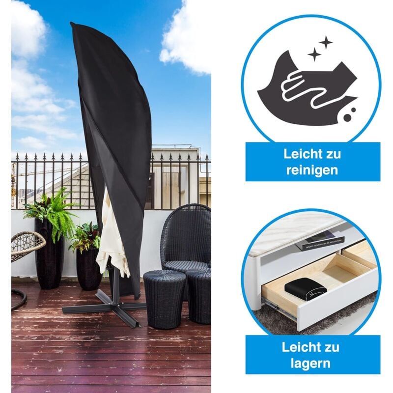 Housse de protection,pour parasol déporté,convient pour 2 m,3 m,3,5 m de diamètre,housse de parasol,protection UV,fermeture éclair ,en Oxford 210D - 5
