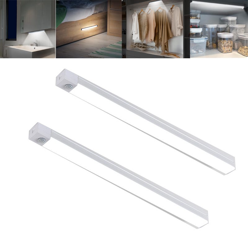 Lot De 2 Lampes LED Sous Meuble Avec Détecteur De Mouvement - Rechargeable USB-C, 5 Niveaux De Luminosité, Pour Cuisine Et Placard