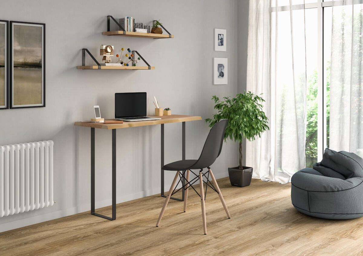 Pied meuble rectangle fixe acier mat noir, 80 cm - 5