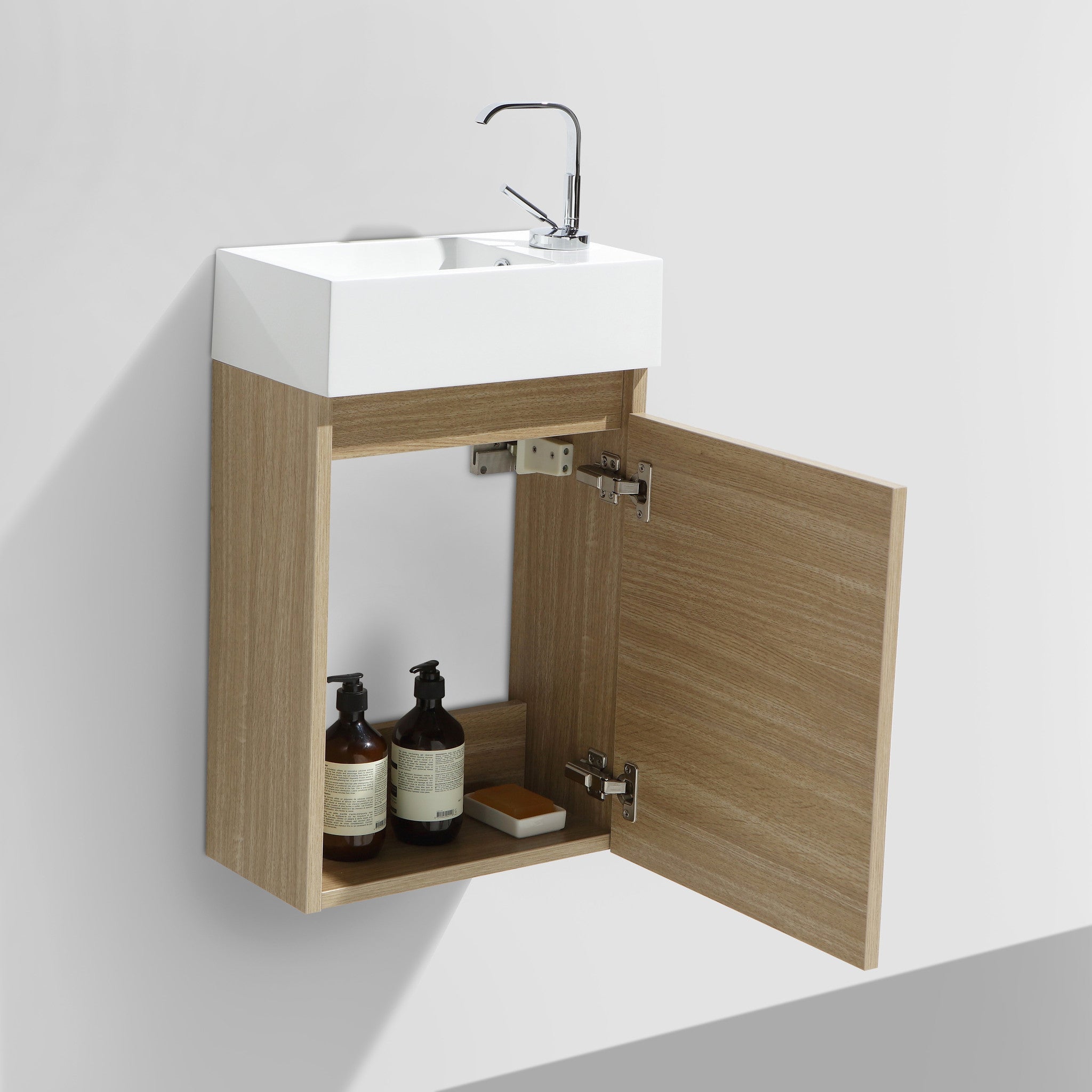 Meuble lave-main salle de bain design SIENA largeur 40 cm chêne clair texturé - 2