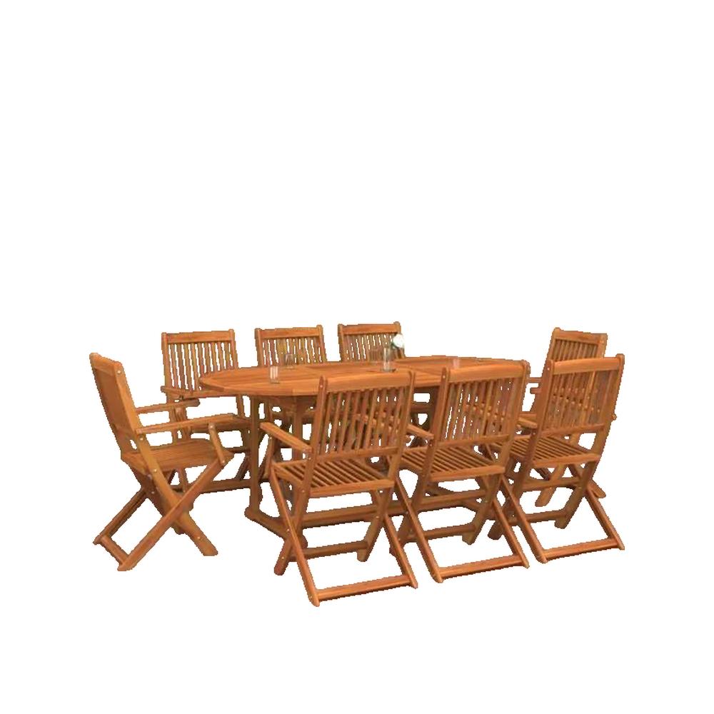 Zestaw jadalniany ogrodowy vidaXL z drewna akacjowego składany, stół 180x90 cm, 8 krzeseł