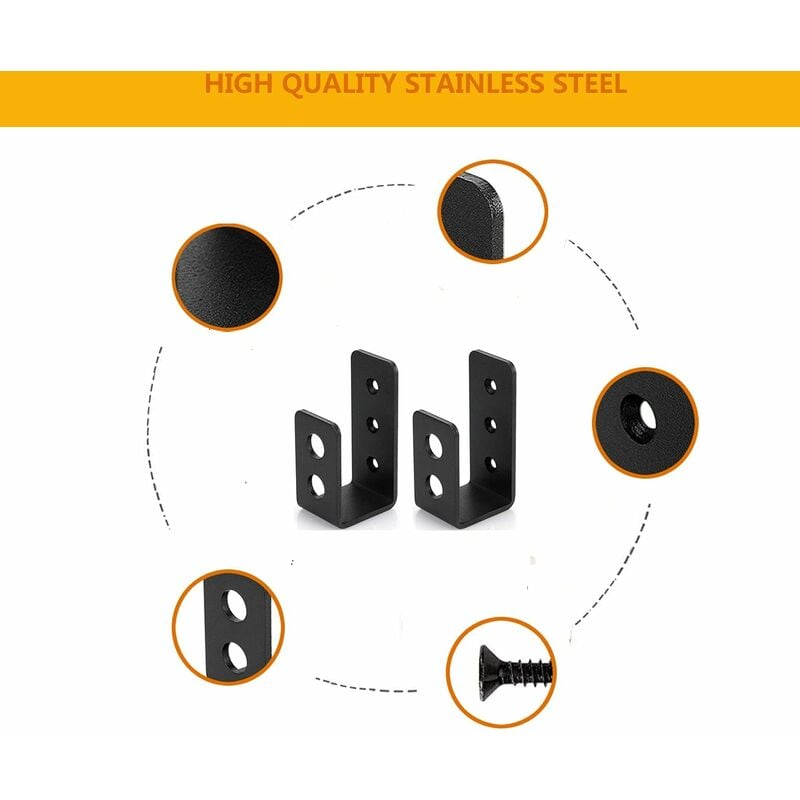 Lot de 2 supports de porte en acier robuste pour porte de 2 x 4, barre de sécurité en forme de U - 5