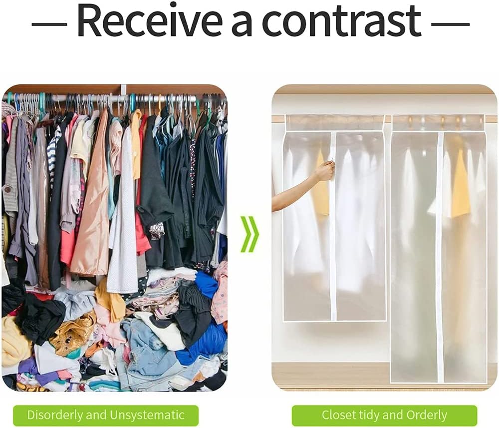 Housse Protection pour Vêtements,Housse Rangement Vetements,Housses de Vêtements Transparent,Grande housse de protection pour veste,50 * 30 * 90cm - 5