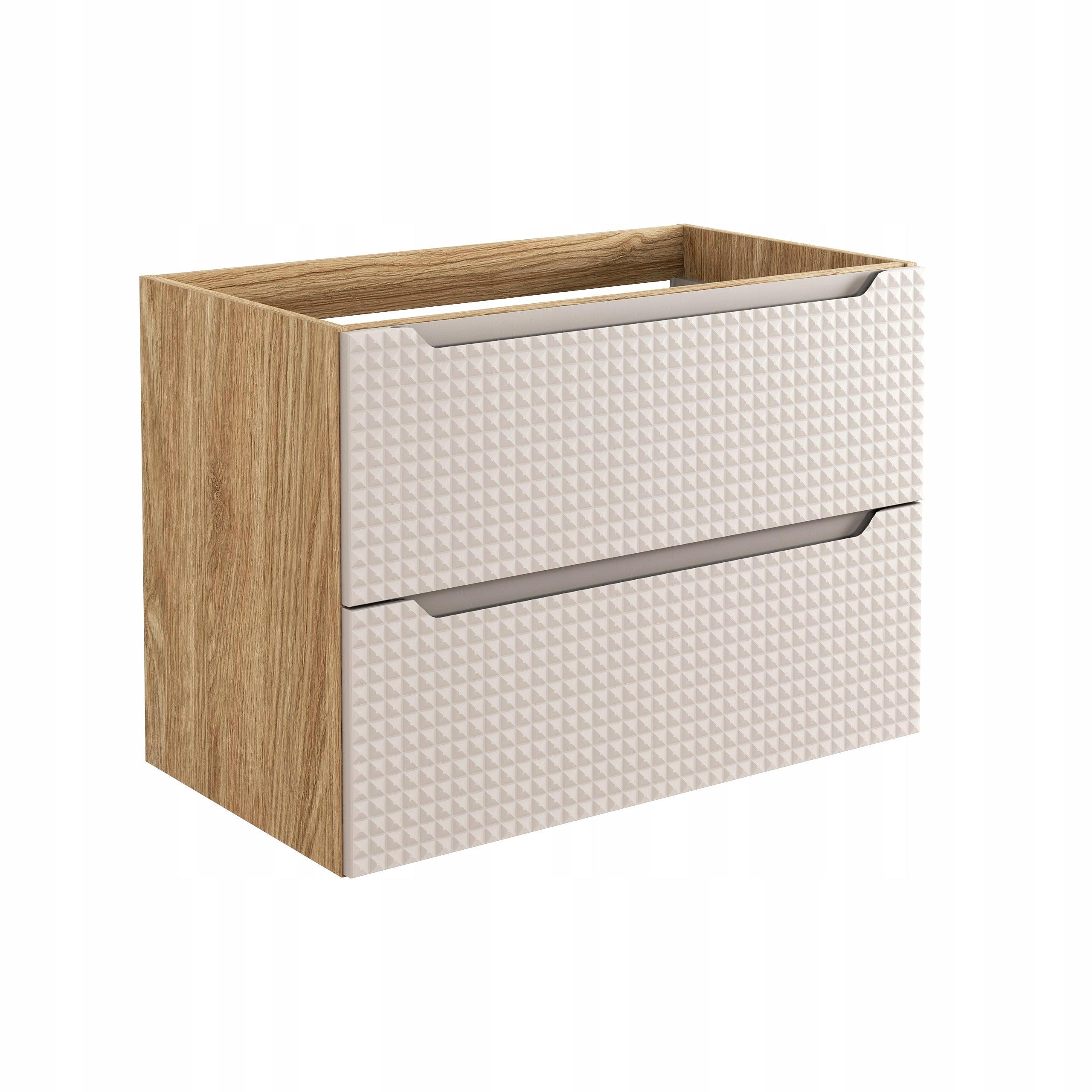 Szafka łazienkowa LUXOR 80 cm beżowa dąb olejowany front 3D MDF z szufladami - 9