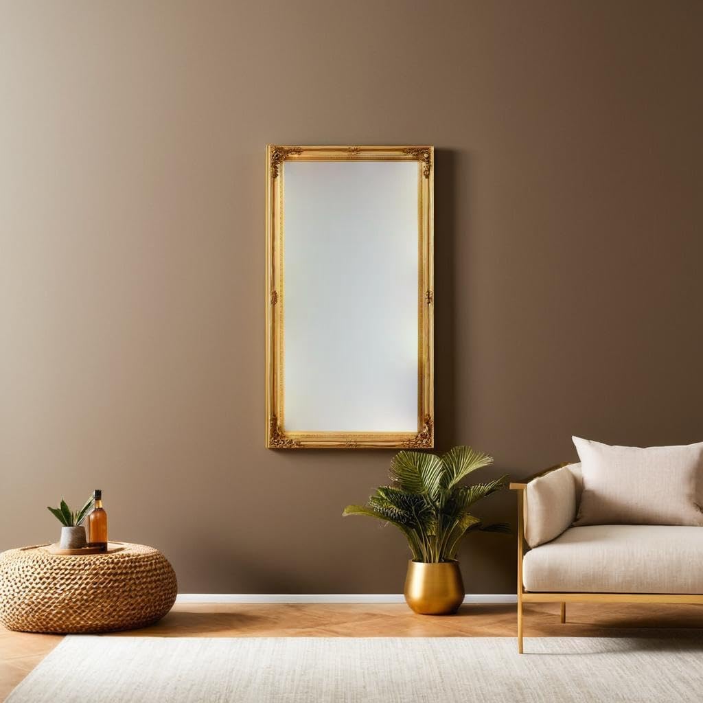 BISCOTTINI Specchio da parete LUX - Finitura foglia d'oro anticato - 72x133cm - Specchio Decorativo per Soggiorno, Camera, Bagno, Sala da Pranzo - 5