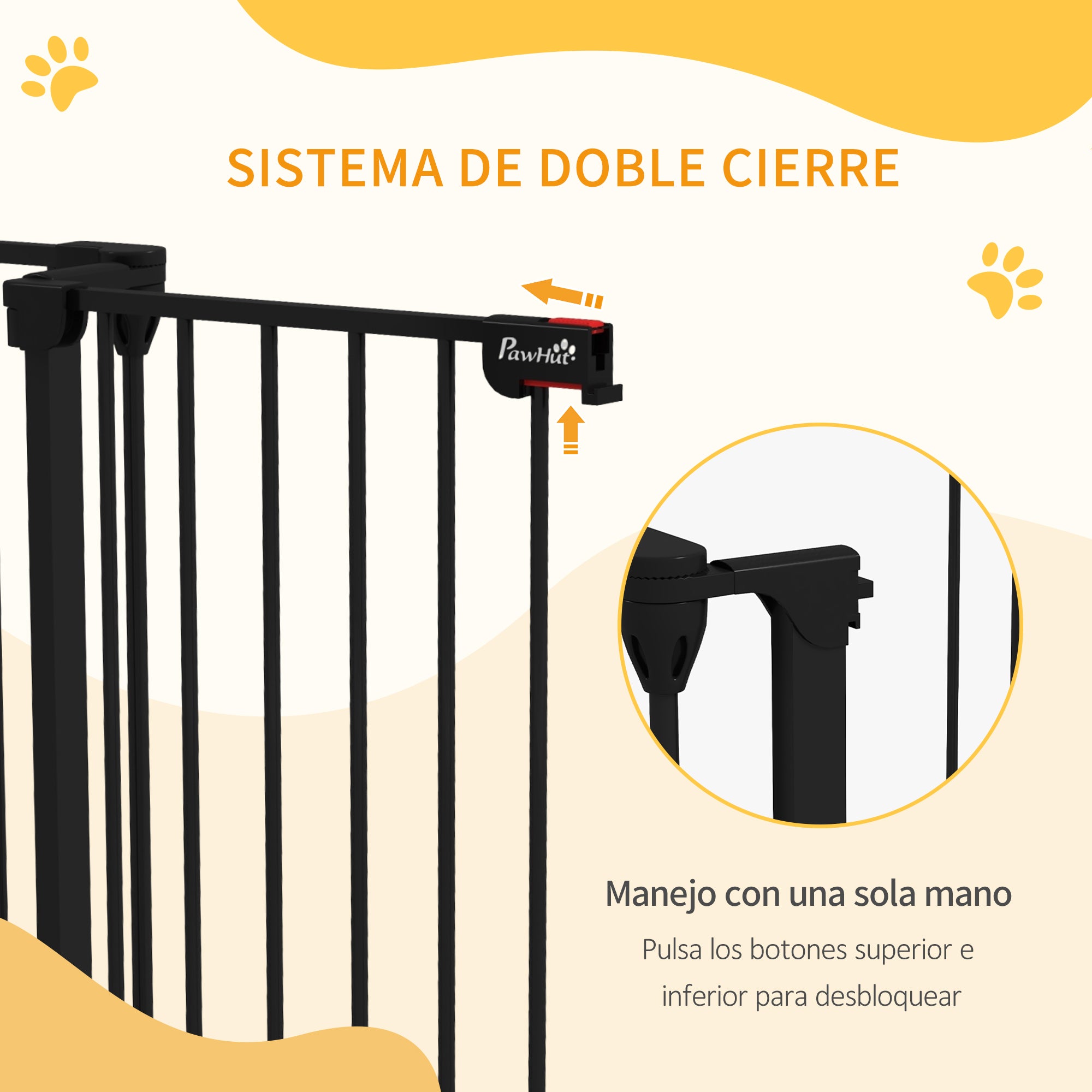 Barreira para Cães PawHut Aço e Plástico Preto 206x90 cm - 5