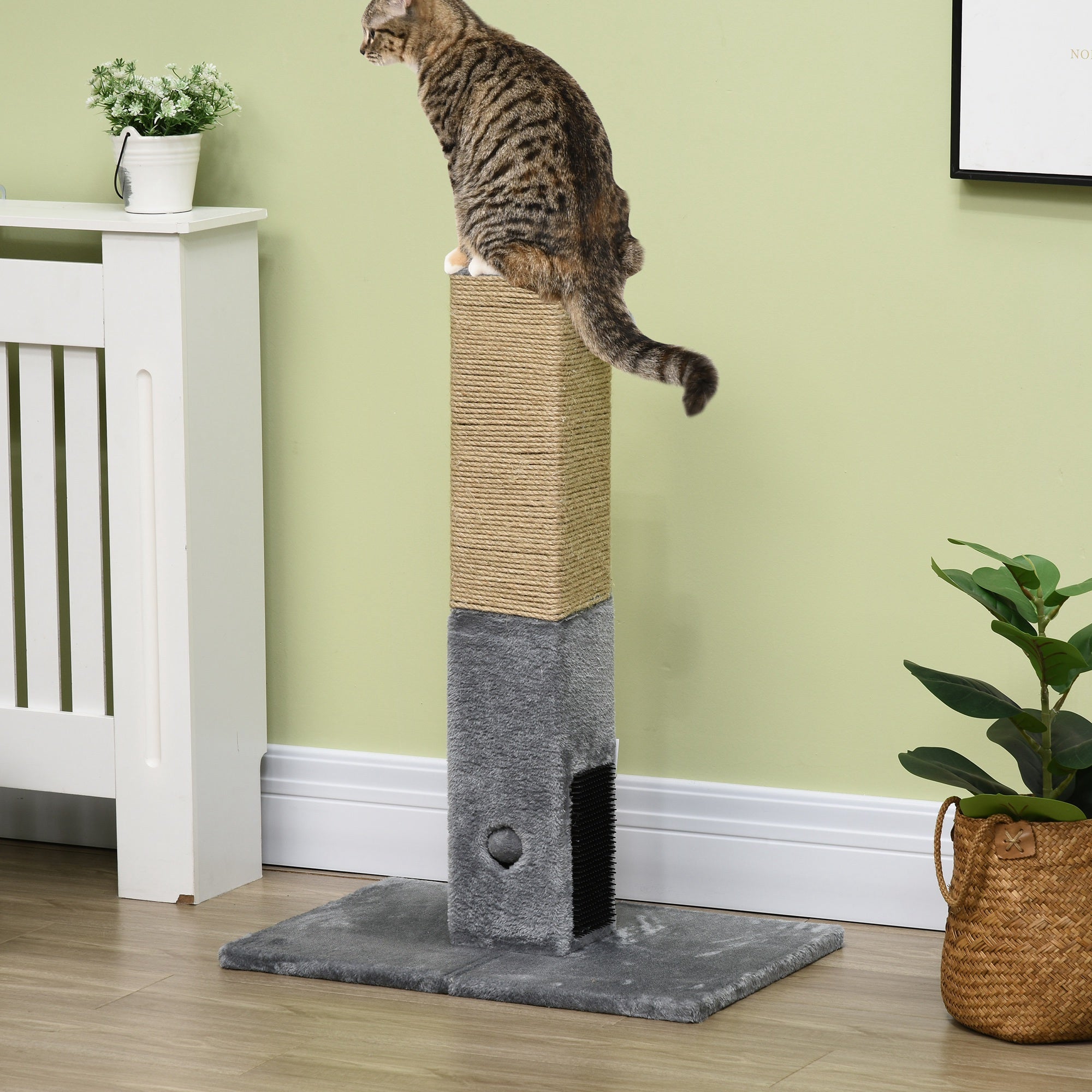 Tiragraffi Legno Peluche Albero Tiragraffi PawHut Per Gatti - Con Casetta, Lettino E Pallina, Legno E Peluche, 44x33x61 Cm, Verde - Per Gatti Fino 5kg Albero Con Casetta Lettino - 8