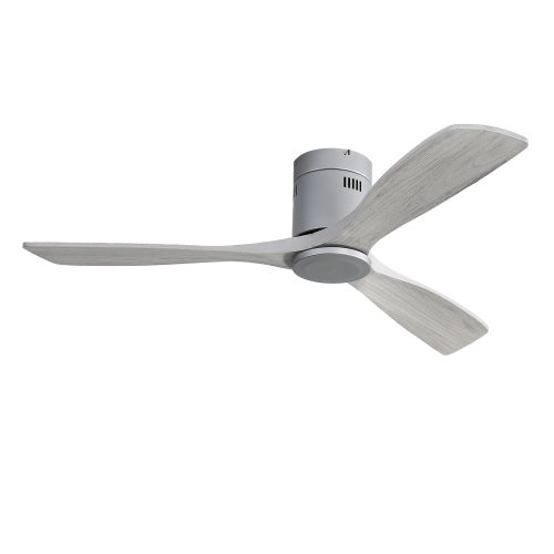 Ventilateur de Plafond 52 Pouces sans Lumière, Moteur DC Réversible à 6 Vitesses, 3 Pales en Bois Massif, Télécommande - Gris - 8