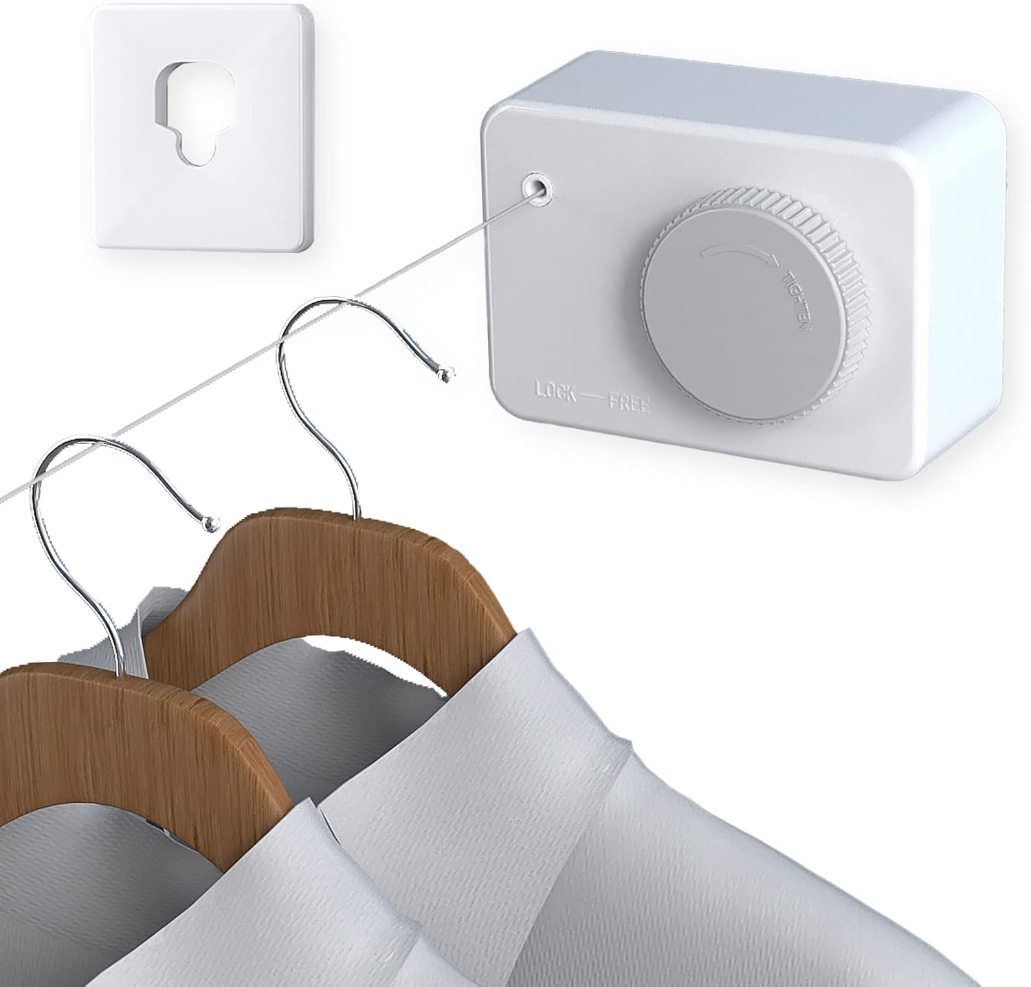 Rozwijana, ścienna suszarka na ubrania, wewnętrzna, niewidoczna, regulowana, 4,2 m, do łazienek i hoteli, z blokadą zapobiegającą zapadaniu się.