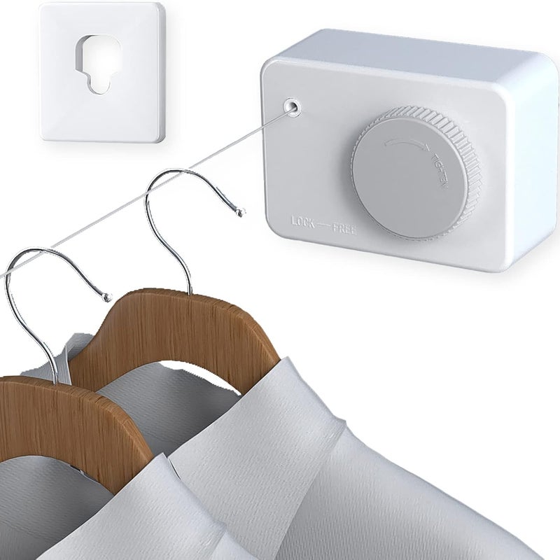 Rozwijana, ścienna suszarka na ubrania, wewnętrzna, niewidoczna, regulowana, 4,2 m, do łazienek i hoteli, z blokadą zapobiegającą zapadaniu się.