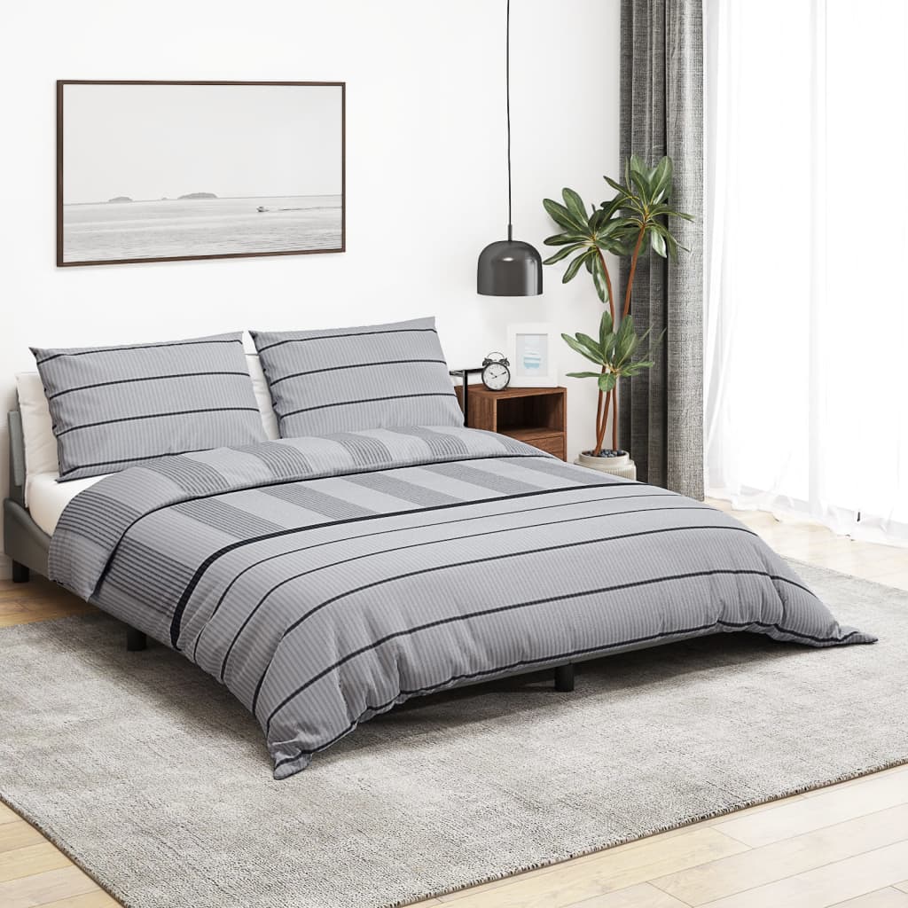 Completo copripiumino in cotone grigio 200x200 cm - 2